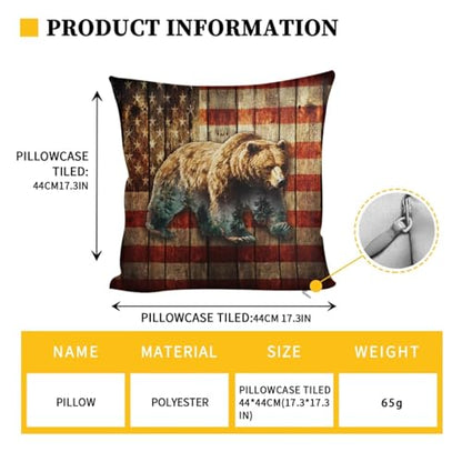 Bear American Flag Print RV Dinette Cushion Covers Wear-Resistan Camper Seat Covers Dinette Booth with Pillowcase, RV Couch Protector Include 1 Backrest Cover and 1 Bench Cover - color: Bear American Flag