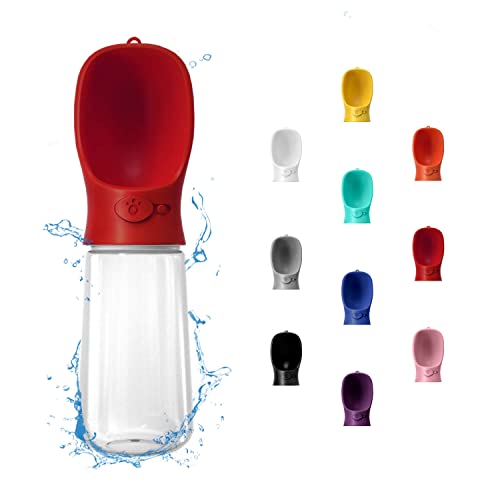 WePet Portable Dog Water Bottle, 19 OZ, Leak Proof Puppy Water Dispenser with Drinking Feeder for Pets Outdoor Walking, Hiking, Travel, Food Grade Plastic - color: #10 Red, size: 19 oz
