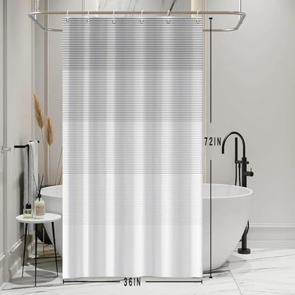 Boho Shower Curtain for Bathroom 36x72 inches Light Grey White Lines Waterproof Shower Curtain Set with Hooks Bohemian Stripe Fabric Stall RV Shower Curtains - color: Grey, size: 36"W x 72"L (Pack of 1)