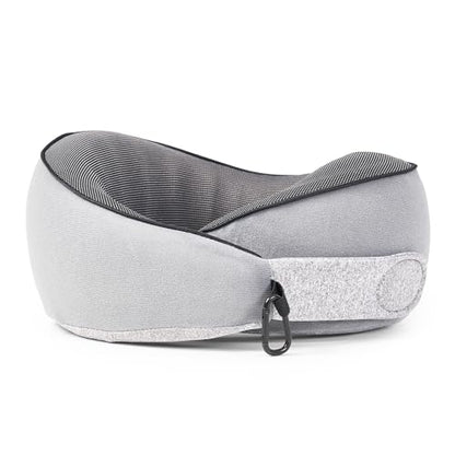 KPNEOL Travel Pillow, 100% Pure Memory Foam Travel Neck Pillow Airplane Neck Support Ergonomic Design for Traveling Suitable for Airplanes,Offices-Grey-Large Size