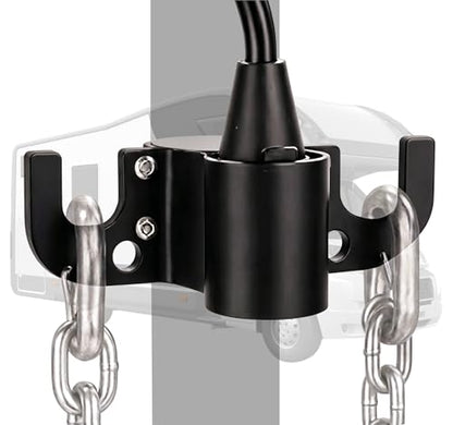 Aluminum Trailer Chain Holder, Trailer Towing Chain Organizer with 7 Way Rv Chain Plug Holder Cover, Heavy Duty Anti-Rust Cable Wire Harness Holder for 2" 2¼" Tongue Jack RV Camper Towing Accessories