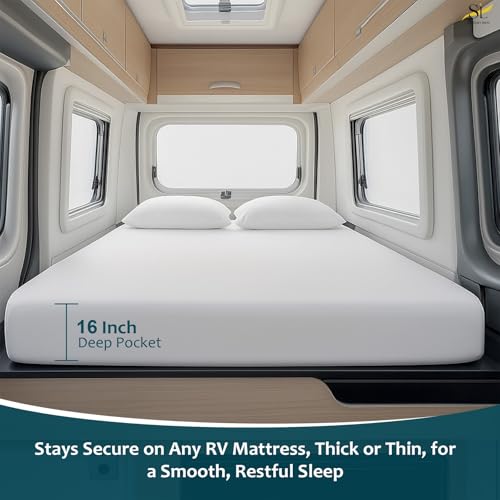 Shreem Linen Luxury 4 Piece Microfiber RV Sheet Set, Deep Pocket Fits Up to 10 inch, Soft, Wrinkle-Resistant, Camper, Travel Trailer Bedding, 3/4 Full Bunk 48x75, White - color: White, size: 3/4 Full Bunk - 48x75