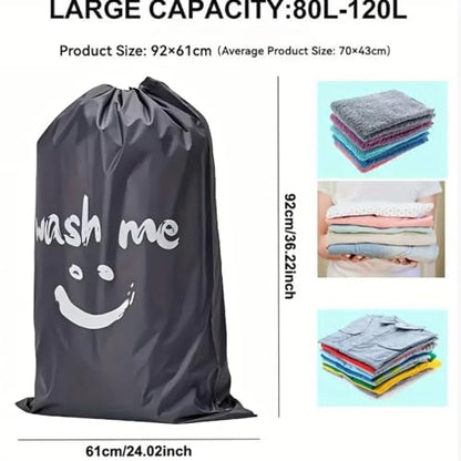 2 Pack XL Travel Laundry Bag, Dirty Clothes Organizer with Drawstring, Large Enough to Hold 4 Loads of Laundry， Easy Fit a Laundry Hamper or Basket，24" x 36" - color: Grey&Pink
