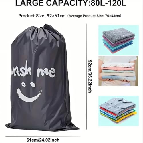 2 Pack XL Travel Laundry Bag, Dirty Clothes Organizer with Drawstring, Large Enough to Hold 4 Loads of Laundry， Easy Fit a Laundry Hamper or Basket，24" x 36" - color: Grey&Pink