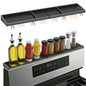 BFONS 30 Inch Silicone Magnetic Stove Top Shelf, Kitchen Shelf Over Stove Spice Rack Apartment Must Haves Kitchen Gadgets for Above Stovetop Seasoning Organization and Storage Thickened Black - color: Thickened Black