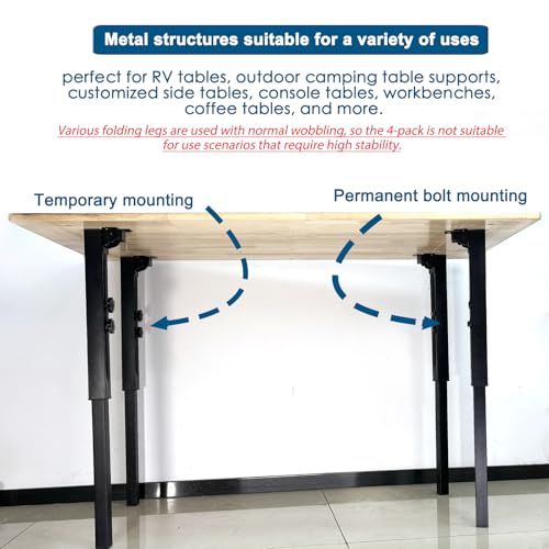 Benbuoo Adjustable Folding Table Legs 25-34", Heavy Duty Metal, Set of 2 | Height Adjustable, Foldable, Sturdy | for DIY Desks, Computer Tables, Office Workstations, RV Camping, Outdoor Furniture - size: S25''-34'' 2pcs