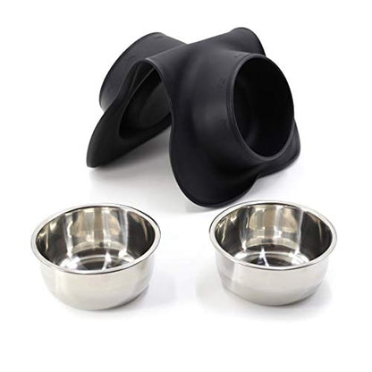 Dog Bowls Stainless Steel Dog Bowl with No Spill No Skid Silicone Mat, 24/48 oz Dog Food and Water Bowl Set Double Dog Feeder Bowl Dog Dish for Small Medium Large Sized Dogs Cats Puppy - size: Medium/24oz each