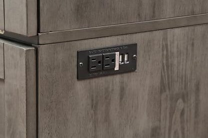 Mega Solutions Murphybedz Tuscany Murphy Cabinet Chest Bed with Charging Station 6 Inch (Galaxy Grey, King) - color: Galaxy Grey, size: King (U.S. Standard)