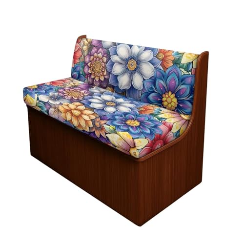 Rv Sofa Cover - Camper Accessories RV Dinette Cushion Covers Camper Cushion Slipcover with Boho Flower - Stretch 2 Seat Sofa Chair Cover Furniture Protector for RV Camper - color: Boho Flower Pattern