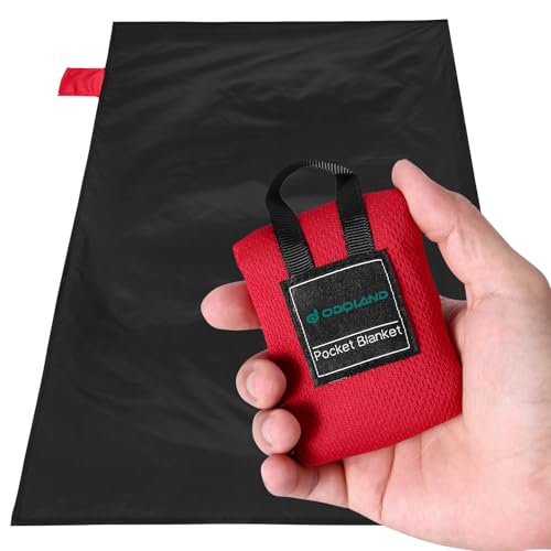 Odoland Sandproof Beach Blanket, Waterproof Portable Mat with Carry Pouch | 43.3“x27.5” Quick Drying & Foldable Lightweight Sand Free Beach Mat for Hiking, Camping, Travel, Red - color: Black, size: 27.5" x 43.3"(1 People)