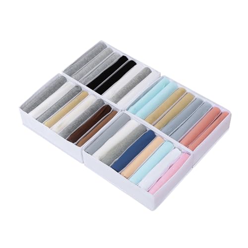 Qozary 4 Pack Drawer Organizers for Clothing, 8 Grids Foldable Closet Organizers and Storage Bins for Bedroom, Dresser Organizer Boxes for Thin T-shirts, Tank Tops - color: White, size: Small