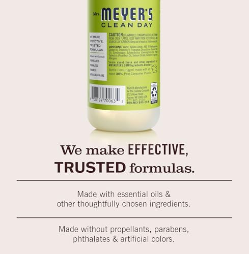 MRS. MEYER'S CLEAN DAY Room Freshener, Lemon Verbena Scent, 8 Ounce Non-Aerosol Spray Bottle (Pack of 3) - size: 8 Fl Oz (Pack of 3)