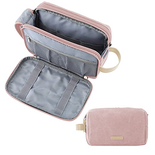 BAGSMART Toiletry Bag for Women, Cosmetic Makeup Bag Organizer, Travel Bag for Toiletries, Dopp Kit Water-resistant Shaving Bag for Accessories, Pink-Large - color: Pink, size: Large