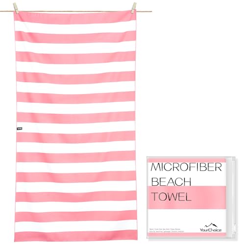 Your Choice Microfiber Beach Towel, Sand-Free Quick Dry Travel Towel, Oversized Compact Lightweight Recycled Towel for Pool Camping(67"x35"/60"x30") - color: C-malibu Pink, size: Extra Large(67x35")