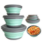 Collapsible Camping Bowl with Lid, 3 Pcs Silicone Salad Bowl Serving, Microwave Foldable Soup Ramen Serving for Travel, Picnic, Rv(Blue) - color: Light Blue-1