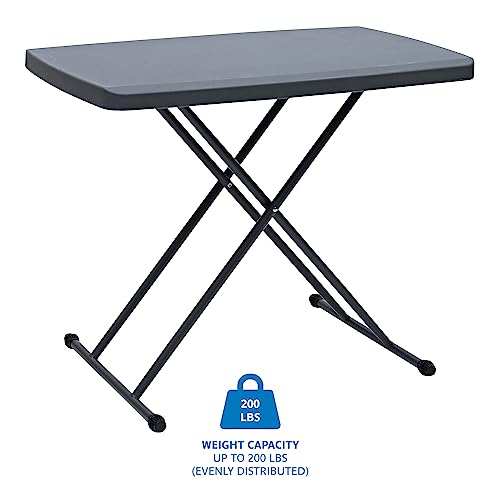 Iceberg Small Camping Personal Folding Table, Heavy Duty Utility Table, Adjustable Height, Charcoal, 19.5” L x 30” W x 28" H - color: Charcoal