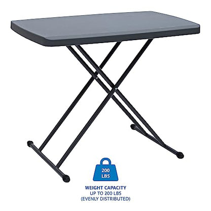 Iceberg Small Camping Personal Folding Table, Heavy Duty Utility Table, Adjustable Height, Charcoal, 19.5” L x 30” W x 28" H - color: Charcoal
