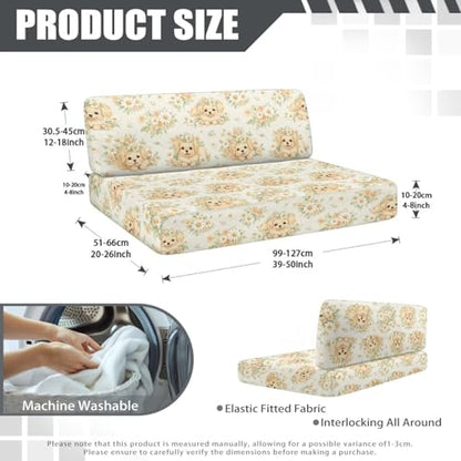 Cute Dogs Daisy Floral Print RV Dinette Cushion Covers Camper Sofa Cushion Cover Stretchable RV Dinette Seat Covers 2Pcs with Backrest & Bench Cover 2Sets - color: Cute Dogs Daisy Floral