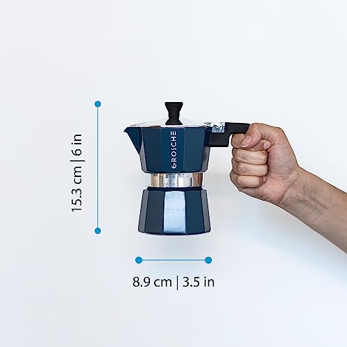GROSCHE Milano Stovetop Espresso Maker Moka Pot 3 espresso Cup - 5 oz, Blue -Moka Espresso Coffee Maker Stove top coffee maker Moka Italian espresso greca coffee maker brewer percolator - color: Blue, size: 3 espresso cups