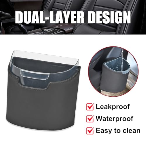 Leakproof Car Trash Can with Removable Liner Garbage Can, Mini Car Trash Bin Multipurpose for Vehicle, SUV and Truck - color: Black with Removable Liner