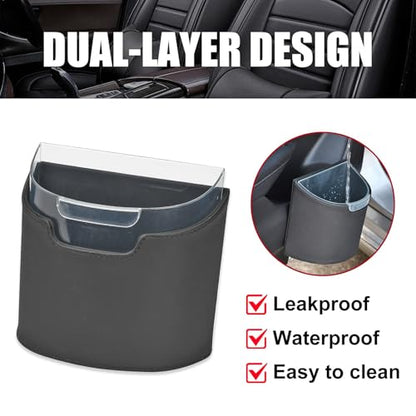 Leakproof Car Trash Can with Removable Liner Garbage Can, Mini Car Trash Bin Multipurpose for Vehicle, SUV and Truck - color: Black with Removable Liner