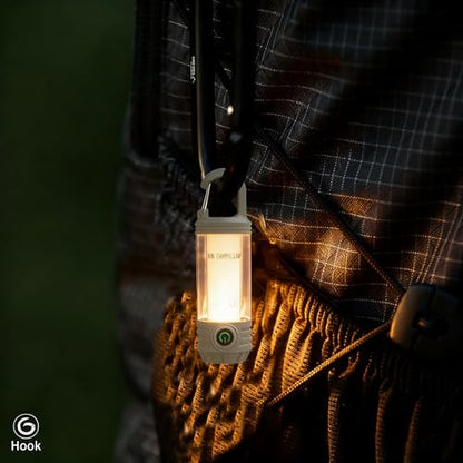 Flamix 2-in-1 LED Camping Lanterns and flashlights for Hurricane, Hiking, Home, Emergency, Rechargeable Camping Lantern with 6 Lighting Modes, IPX4 Waterproof, Compact Design, One-Hand Hold,Beige