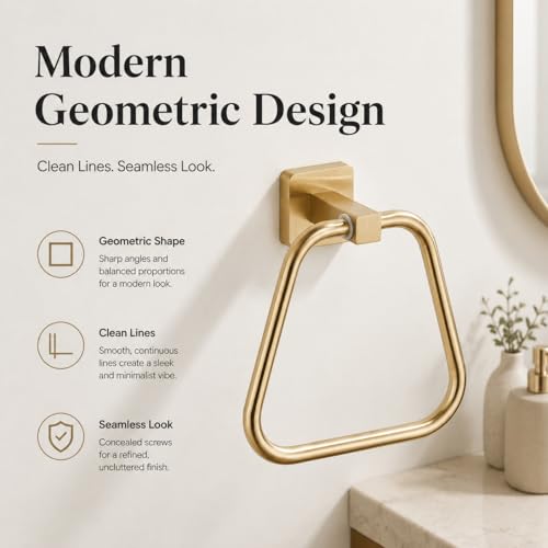 Brushed Gold Towel Ring for Bathroom 2 Pack, Kitchen Bath Towel Holder Hangers Wall Mount Heavy Duty Stainless Steel - color: Brushed Gold, size: 2 Pack
