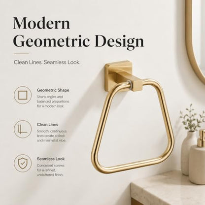 Brushed Gold Towel Ring for Bathroom, Kitchen Bath Towel Holder Hangers Wall Mount Heavy Duty Stainless Steel - color: Brushed Gold, size: 1 Pack