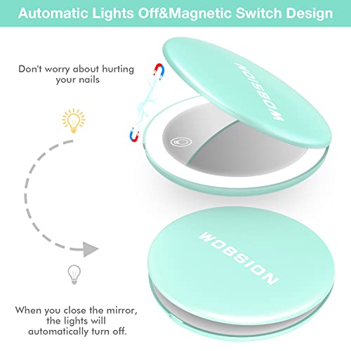 wobsion 10X Magnifying Tabletop Mirror, 4 Inch Round, Glass, ABS - color: 4inch Rechargeable Cyan