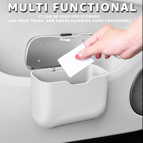 HOLDCY Car Trash Can, Waterproof Multi‑Functional Auto Trash Bin for Door/Console/Seat Back, Universal Vehicle Garbage Can for Car/Truck/SUV Drivers (White) - color: White
