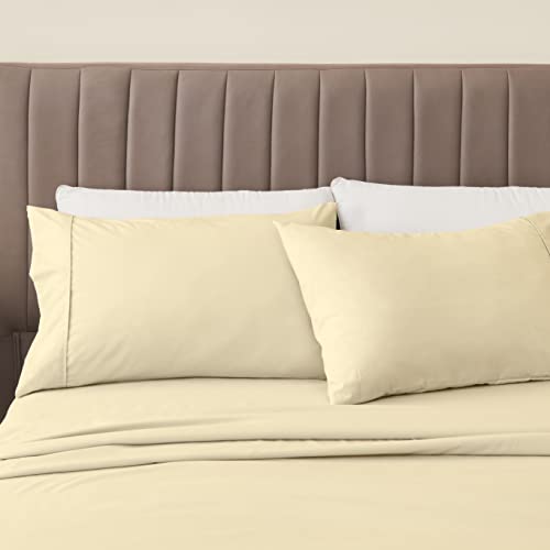 Great Bay Home 3-Piece Twin Taupe Microfiber Sheet Set - Ultra-Soft, Brushed Bedding Sheets & Pillowcases - Wrinkle & Fade Resistant, All-Season Bed Sheets for Bed (Twin, Natural) - color: 26 - Natural, size: Twin