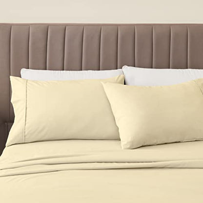 Great Bay Home 3-Piece Twin Taupe Microfiber Sheet Set - Ultra-Soft, Brushed Bedding Sheets & Pillowcases - Wrinkle & Fade Resistant, All-Season Bed Sheets for Bed (Twin, Natural) - color: 26 - Natural, size: Twin