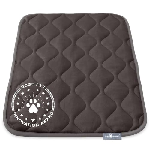 Paw Inspired Washable Padded Crate Mats for Dogs | 29” x 18” Pad, Fits 30-inch Kennels | Leakproof, Waterproof Bottom, Plush Pet Beds (Gray) - color: Gray, size: 30 Inch