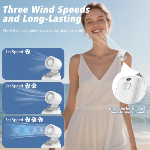 Portable Clip on Fan, 3-in-1 Hands Free Mini Hat Fan（White） | Rechargeable Battery Powered Personal Fan, 3 Speeds, Lightweight Small Clip Fan for Hiking Fishing Camping Running Travel - color: White