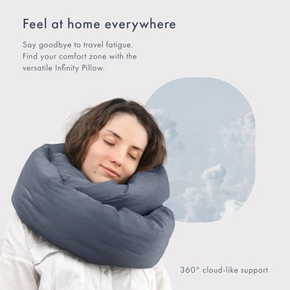 Huzi Infinity Pillow - Travel Neck Pillow - Versatile Soft 360 Support Scarf - Machine Washable - Home Travel Flight Road Trips Airplane Sleeping (Midnight Grey) - color: Midnight Grey