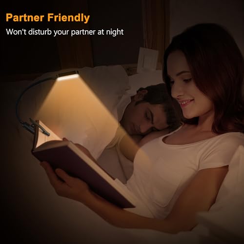 Gritin 16 LED Rechargeable Book Light for Reading in Bed- Eye Caring 3 Color Temperatures, Stepless Dimming Brightness, 80 Hrs Runtime, Lightweight Flexible Clip on Light for Book Lovers | Eye Caring 3 Color Temperatures,Stepless Dimming Brightness,80 Hrs