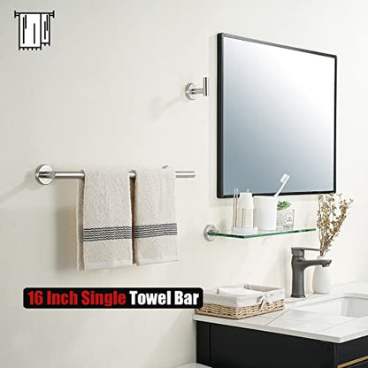 JQK Towel Bar Brushed Steel, 19 Inch 304 Stainless Steel Thicken 0.8mm Towel Rack Bathroom, Towel Holder Wall Mount, Useable Length 16 Inch TB110L16-BN - color: Brushed, size: 19.1 Inch