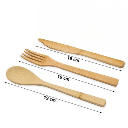 Eco-Friendly Travel Utensils Set: Lightweight Bamboo Forks, Spoons, Knives in Wooden Case, Reusable Utensils for Lunch Box, Kids Camping Cutlery, Sustainable Portable Flatware - size: 3-piece