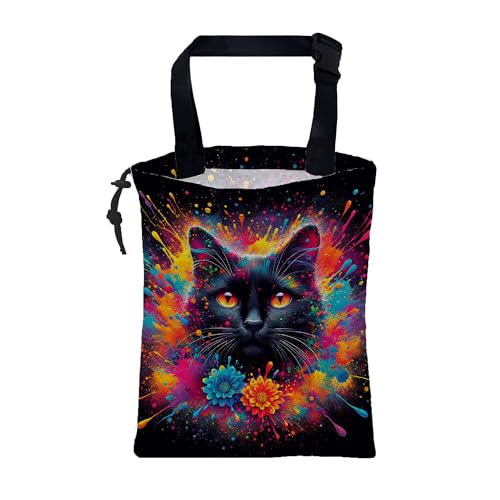 British Shorthair Cat Car Garbage Bag Colorful Splash Drawstring Car Trash Bag Hanging for Back Seat with Adjustable Buckle Canvas Vehicle Trash Can Easy-to-Install - color: British Shorthair Cat