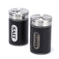 Salt and Pepper Shakers Stainless Steel and Glass Set with Adjustable Pour Holes - color: Black