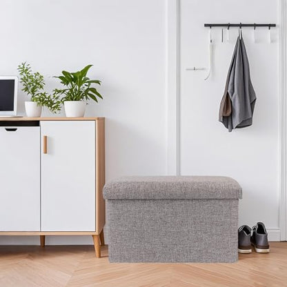HOZEON 3 Pack 15.7 x 9.8 x 9.8 Inches Folding Storage Ottoman, Grey Rectangle Footrest Seat, Multifunctional Foot Stool for Living Room, Office, Traveling, Fishing, Camping - color: Grey