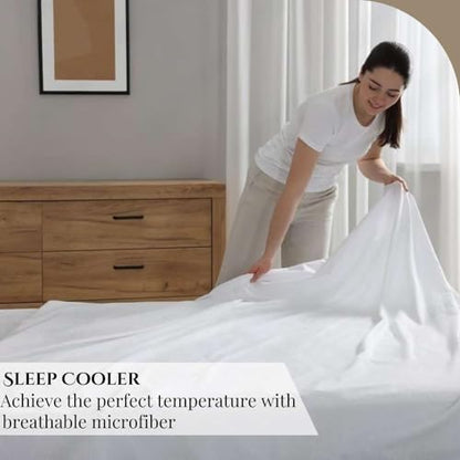 Luxury 4 Piece Rv King Sheet Set, Ultra Soft Microfiber Sheets with Deep Pockets, Fits Mattresses up to 15 Inches, 72" x 80", White Solid
