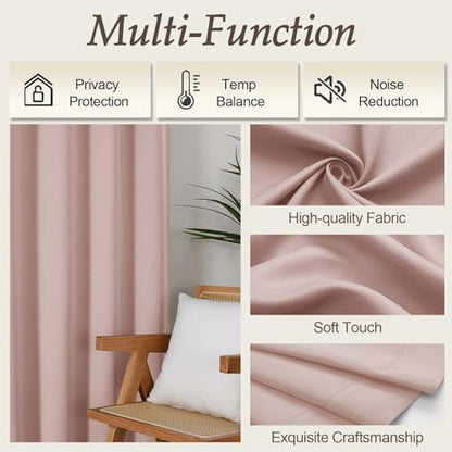 Gwine Valentine's Day Blush Pink Blackout Curtains 96 Inch Length, Room Darkening Energy Saving Black Out Curtains for Living Room, Window Treatment Drapes with Rod Pocket, Each 40" Wx96 L, 2PCS - color: Blush Pink, size: 40"W x 96"L (Pack of 2)