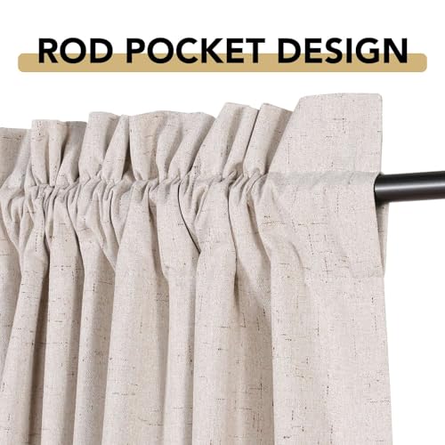 H.VERSAILTEX Linen Look 100% Blackout Curtains 45 Inches Long for Bedroom Full Light Blocking Rod Pocket 42 Inches Wide Linen Textured Thick Window Curtain Drapes with White Backing, Natural, 2 Panels - color: Natural, size: 42"W x 45"L (Pack of 2)