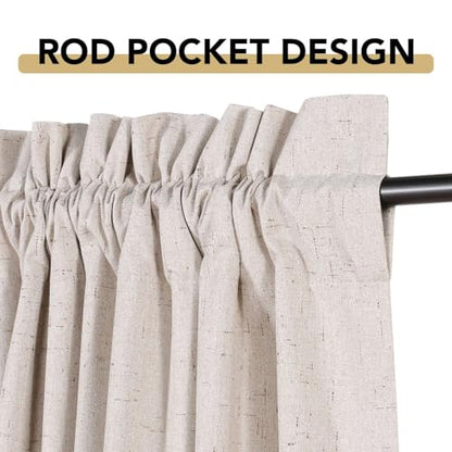 H.VERSAILTEX Linen Look 100% Blackout Curtains 45 Inches Long for Bedroom Full Light Blocking Rod Pocket 42 Inches Wide Linen Textured Thick Window Curtain Drapes with White Backing, Natural, 2 Panels - color: Natural, size: 42"W x 45"L (Pack of 2)
