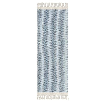 Lahome Belle Boho Kitchen Runner Rugs, 2x6 Laundry Room Rug Lightweight Bathroom Runner Woven Cotton Throw Mat with Tassels, Farmhouse Washable Blue Rug Low Pile Runners for Hallways Entry - color: Blue/Multi, size: 2' x 6' (Runner)