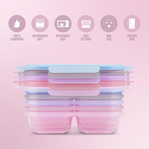 Ello Snap & Nest 10-Piece 2 Cup Plastic Divided Snack Pack Set, Reusable Food Containers for Healthy Eating, Freezer, Dishwasher Safe, Berry Fields - color: Berry Fields, size: Snackle Box