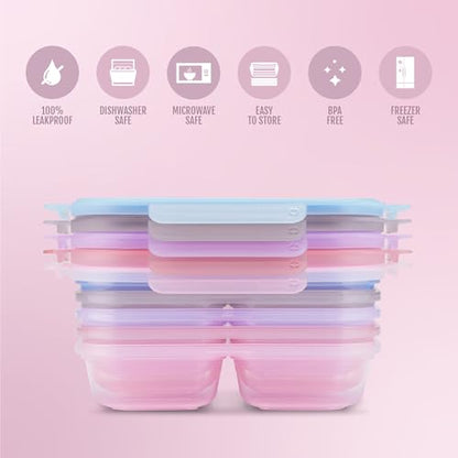 Ello Snap & Nest 10-Piece 2 Cup Plastic Divided Snack Pack Set, Reusable Food Containers for Healthy Eating, Freezer, Dishwasher Safe, Berry Fields - color: Berry Fields, size: Snackle Box
