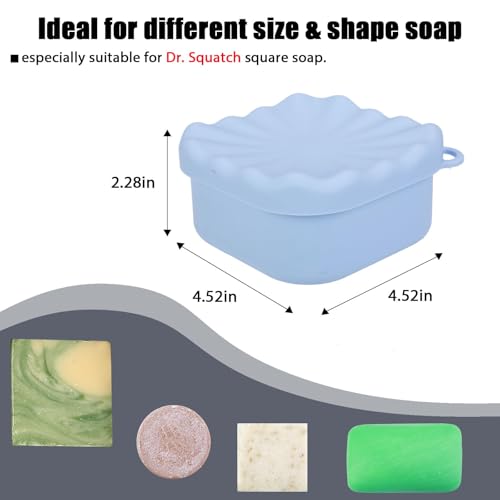 Travel Soap Case, Leakproof Soap Box Container, Square Shampoo Bar Case with Draining Layer, Slip-Resistant Portable Bar Soap Holder for Travel, Camp, Gym (Light Blue) - color: Light Blue