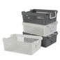 Stackable Plastic Storage Baskets/Bins Organizer with Handles, Set of 4 (White, Grey) - size: stacking baskets